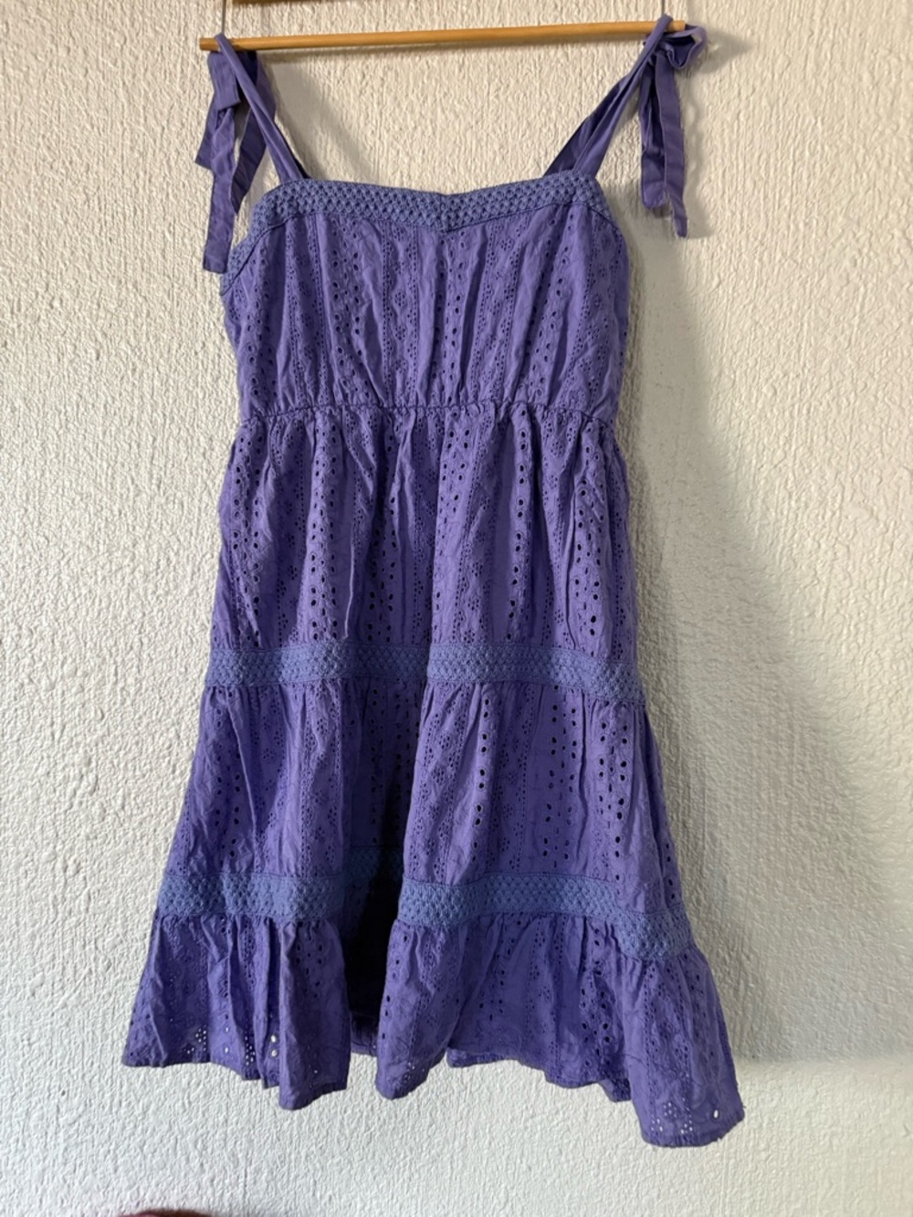 Purple JESSICA SIMPSON eyelet Crochet Sundress Open Back M💜💜💜